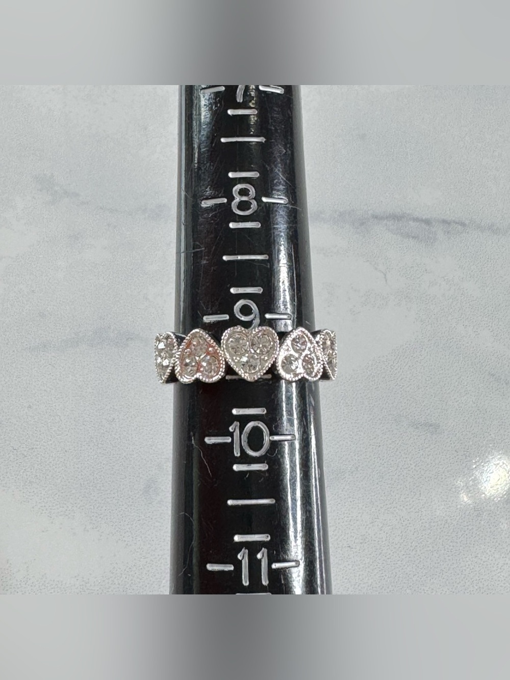 Pave Heart Eternity Band Ring - Size 9